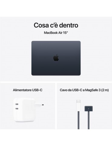 Apple MacBook Air 2025 15" 256GB M4 10C/10G 16GB Nero MW1L3T/A