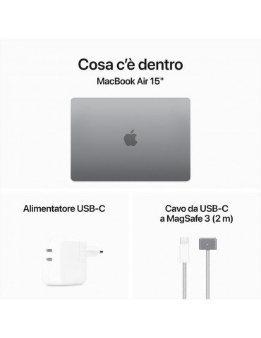 Apple MacBook Air 15" 2024 M3 8C/10G 16GB Ram 256GB Grigio MC9D4T/A
