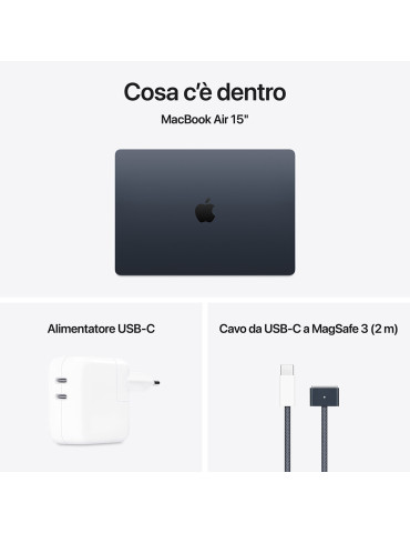 Apple MacBook Air 2024 15" M3 8C/10G 8GB Ram 256GB Nero MRYU3T/A